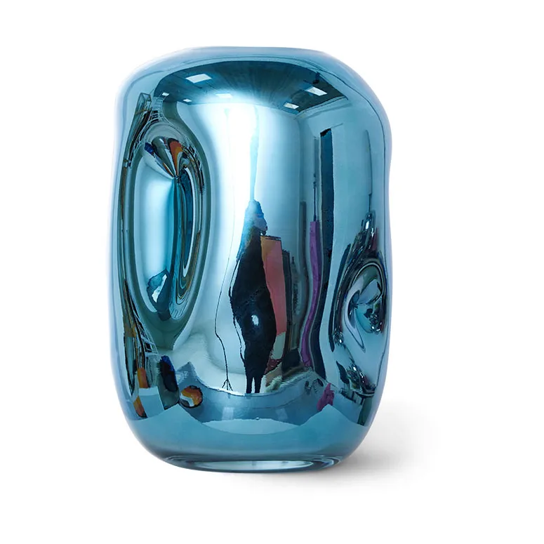 HK Objects glasvas 21,5 cm, Blue chrome HKliving