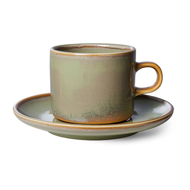 HKliving Home Chef kopp med fat 22 cl Moss green | Skandinavisk Design | Kaffekoppar | Grön