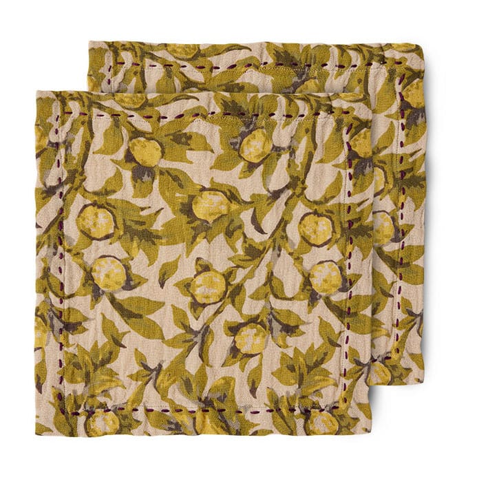 Mediterranean bomullsservett 30x30 cm 2-pack - Olive - HKliving