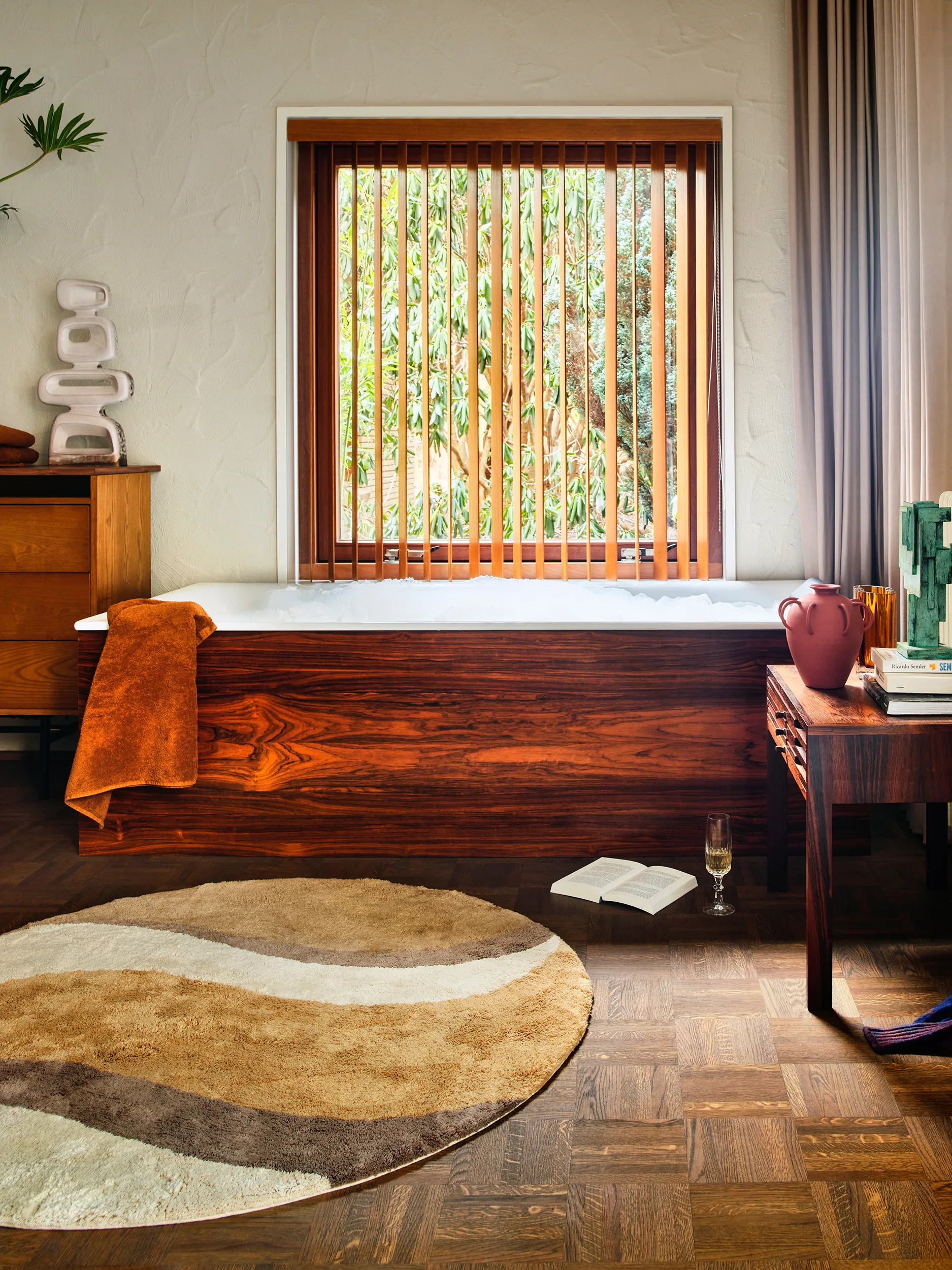 Natural waves badrumsmatta Ø120 cm, Natural multicolours HKliving