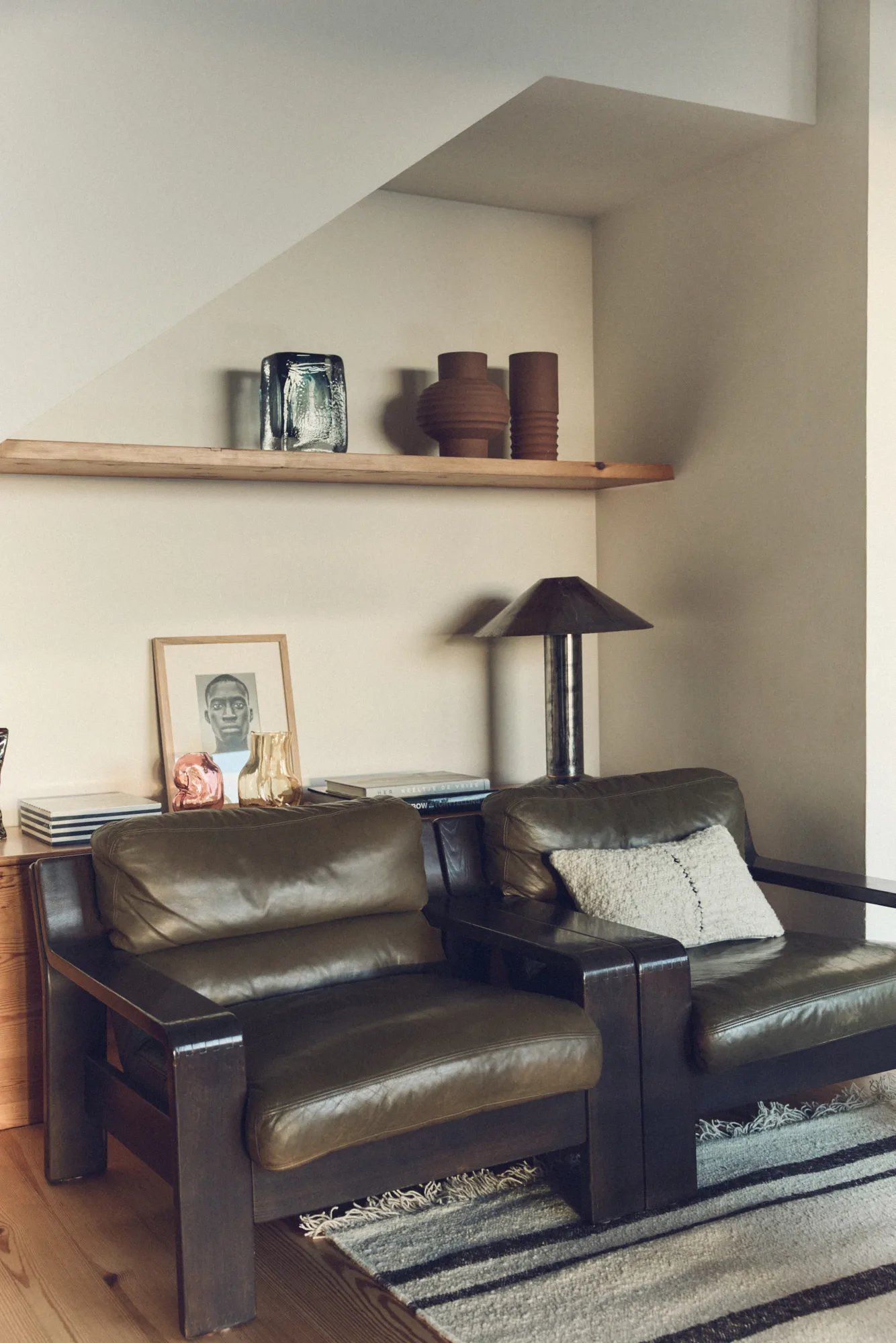 Natural wool striped kudde 30x50 cm, White HKliving