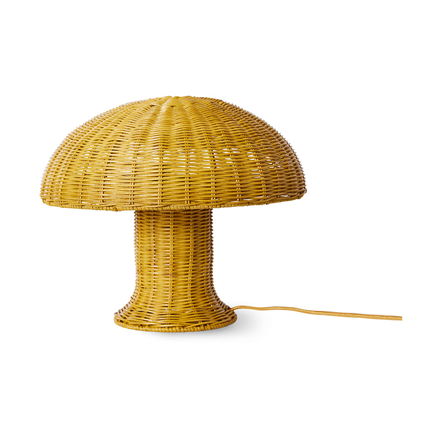 HKliving Rattan bordslampa Mustard | Skandinavisk Design | Bordslampor | Gul