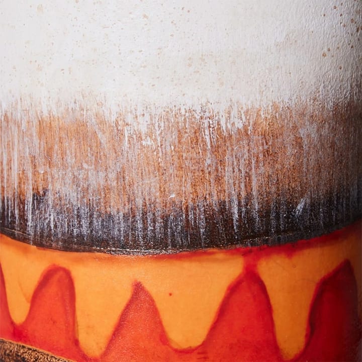 Retro glaserad lampfot i stengods - Brown, cream, red/orange - HKliving