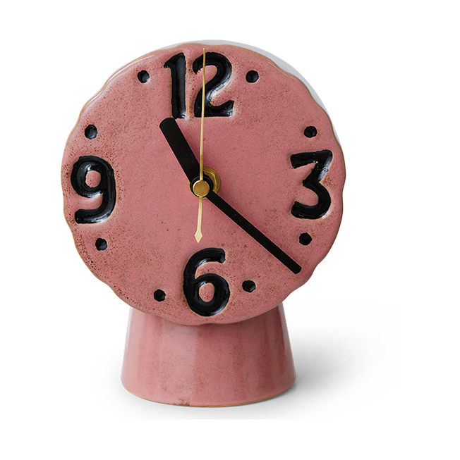 HKliving Retro keramikklocka 16,2 cm Pink | Skandinavisk Design | Bordsklockor | Rosa
