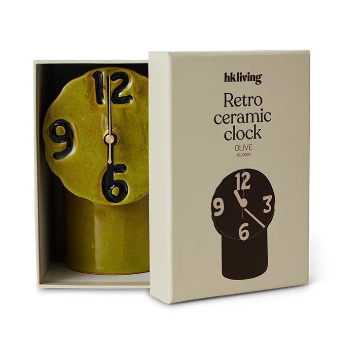 Retro keramikklocka 18 cm, Olive HKliving