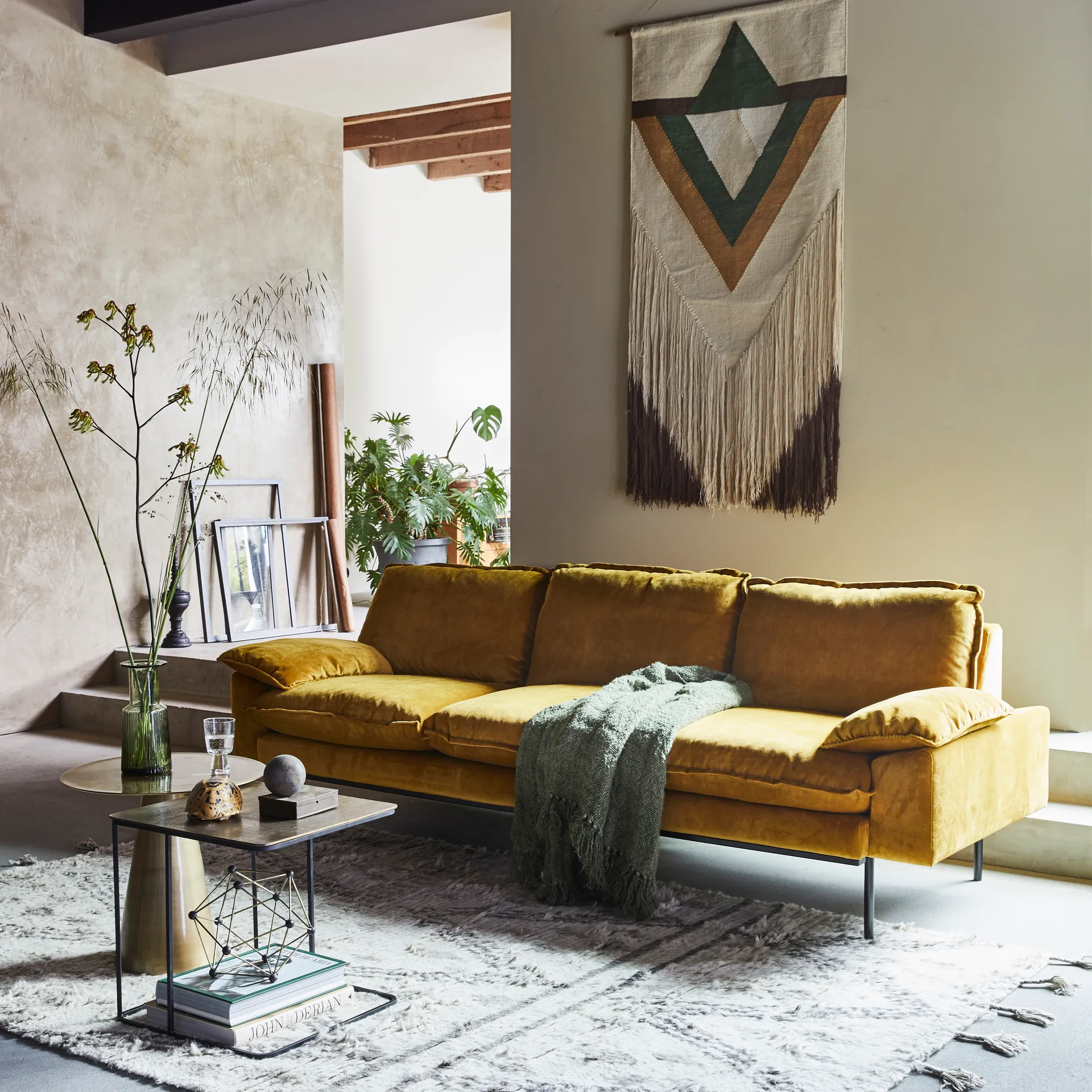 Retro soffa 3-sits, ochra (gul) HKliving
