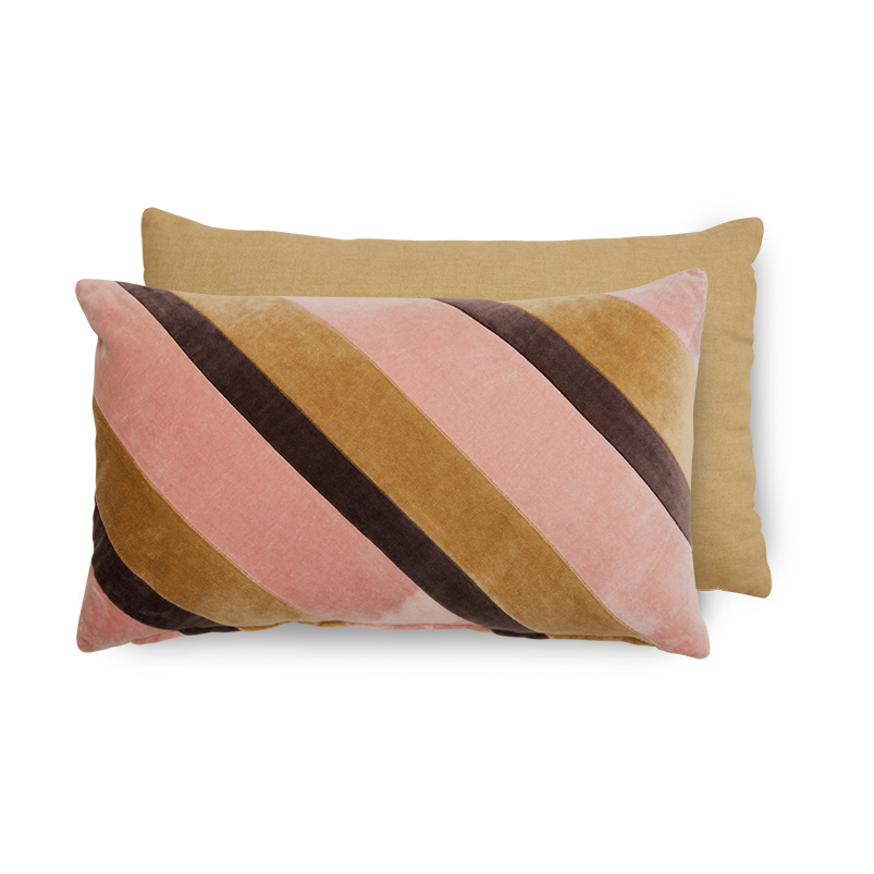 HKliving Striped velvet kudde 30x50 cm Sunkissed | Skandinavisk Design | Kuddar | Beige