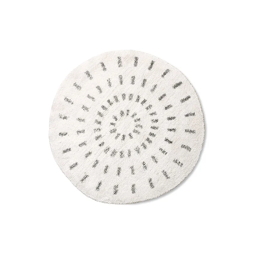 Swirl badrumsmatta rund Ø80 cm, Svart-cream HKliving