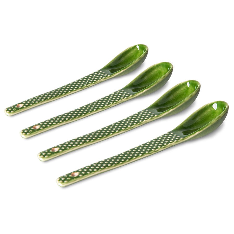 HKliving The Emeralds sked 4-pack 15,2 cm Grön | Skandinavisk Design | Teskedar & Kaffeskedar | Grön
