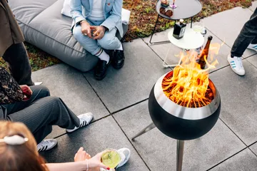 MOON 45 eldstad - Svart-silver, högt stativ - Höfats