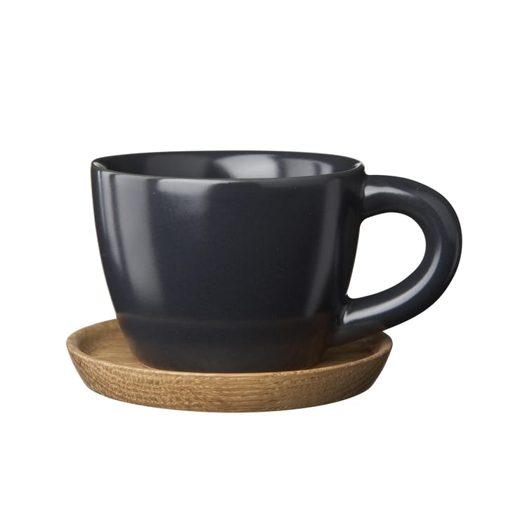 Höganäs espressomugg med träfat 10 cl, grafitgrå matt Höganäs Keramik