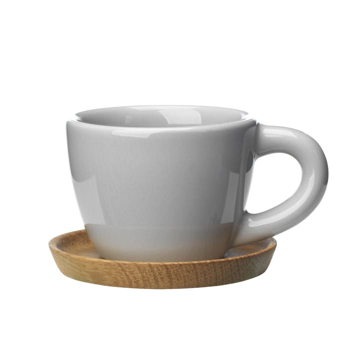 Höganäs espressomugg med träfat 10 cl - kiselgrå blank - Höganäs Keramik