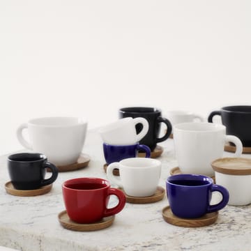 Höganäs espressomugg med träfat 10 cl - vit blank - Höganäs Keramik
