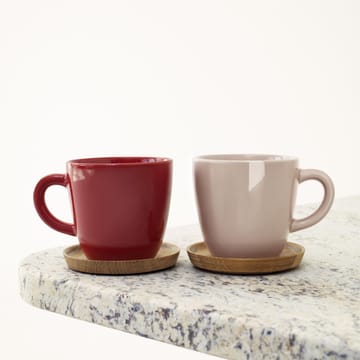 Höganäs kaffemugg med träfat 33 cl - äppelröd blank - Höganäs Keramik