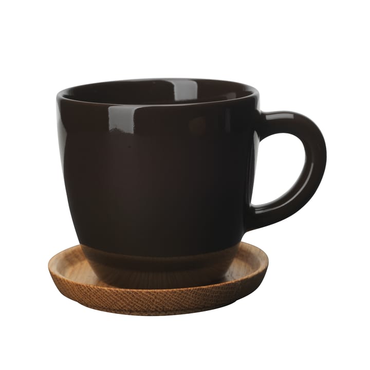 Höganäs kaffemugg med träfat 33 cl - bark blank - Höganäs Keramik
