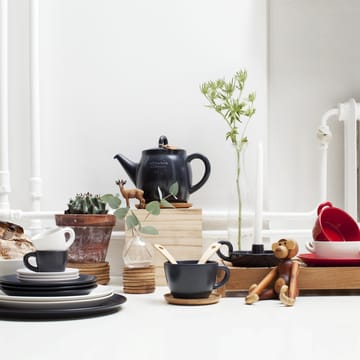 Höganäs kaffemugg med träfat 33 cl - grafitgrå matt - Höganäs Keramik