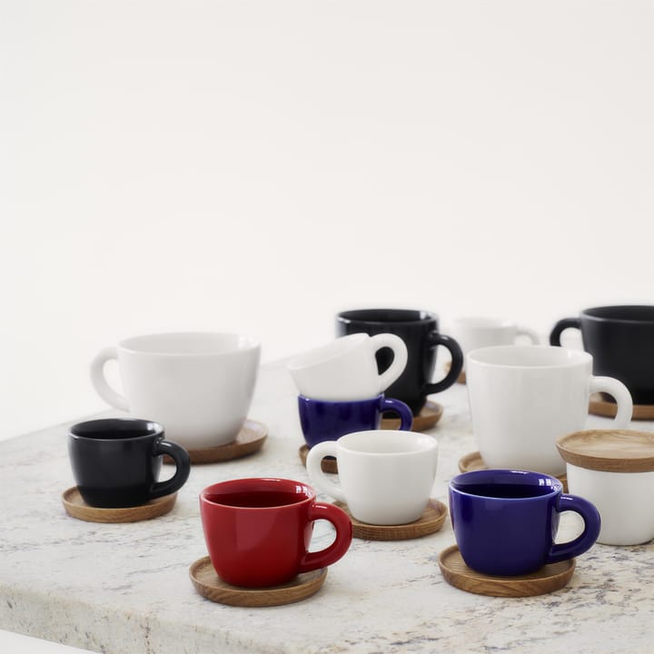 Höganäs kaffemugg med träfat 33 cl, grafitgrå matt Höganäs Keramik