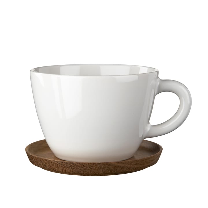 Höganäs temugg med träfat 50 cl - vit blank - Höganäs Keramik