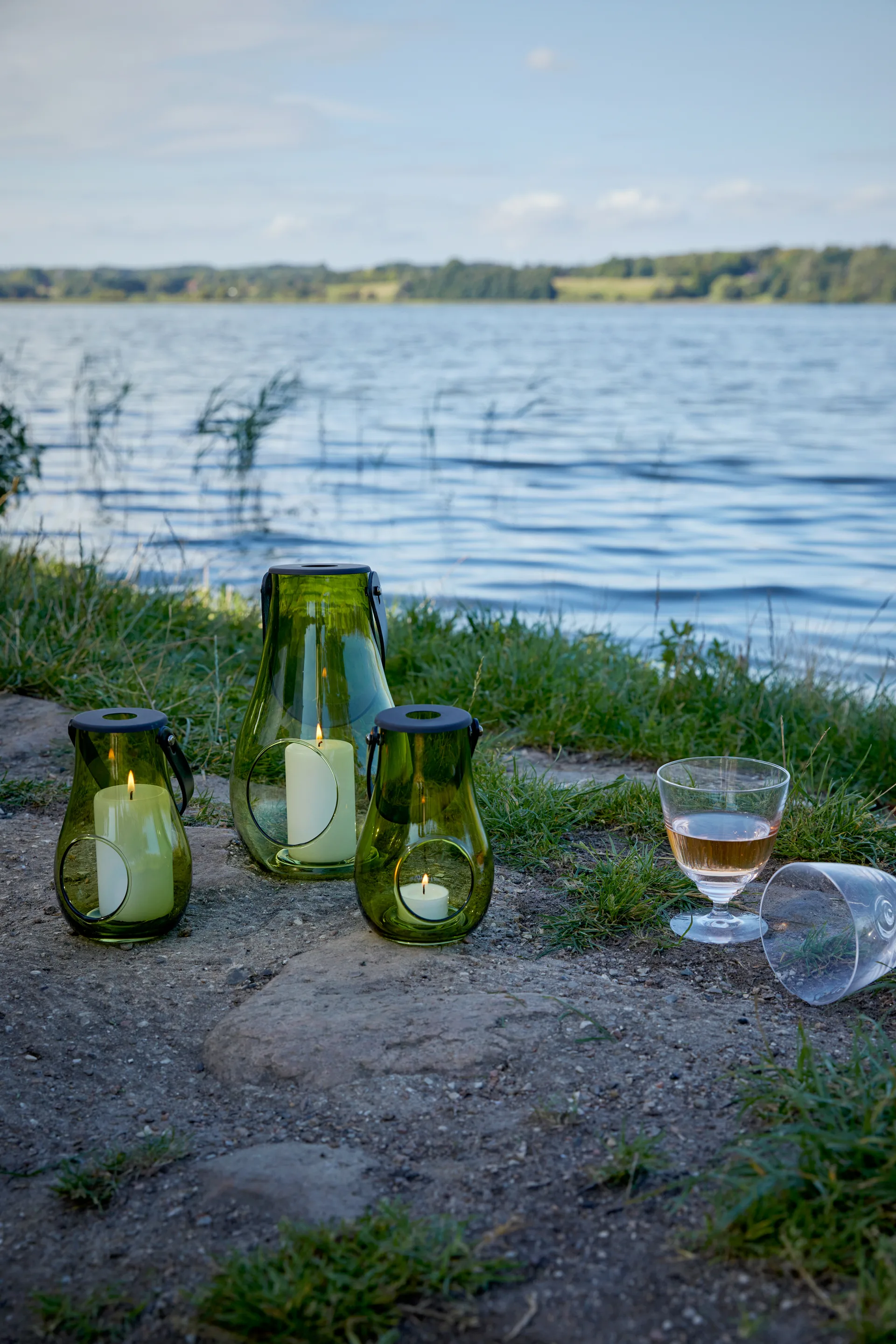 Design With Light ljuslykta olivgrön, 16,5 cm Holmegaard