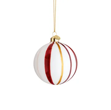 Souvenir julkula ränder Ø8 cm - Röd - Holmegaard