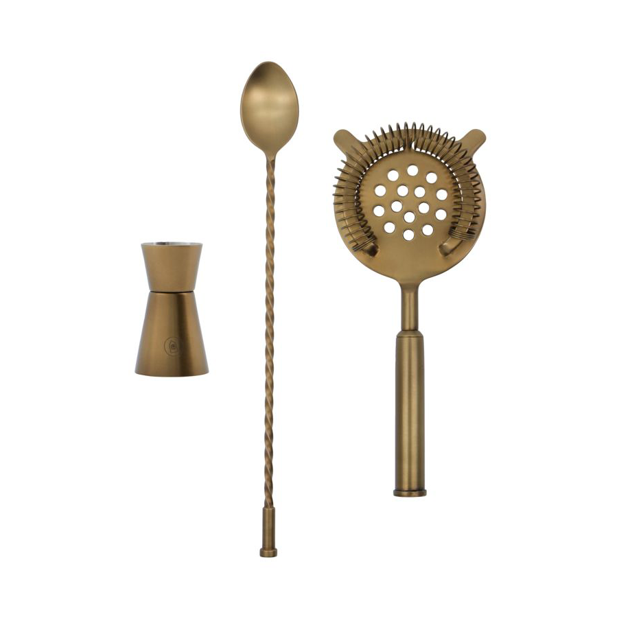House Doctor Baar cocktailset 3-pack Antik mässing | Skandinavisk Design | Vin- & bartillbehör | Guldfärgad