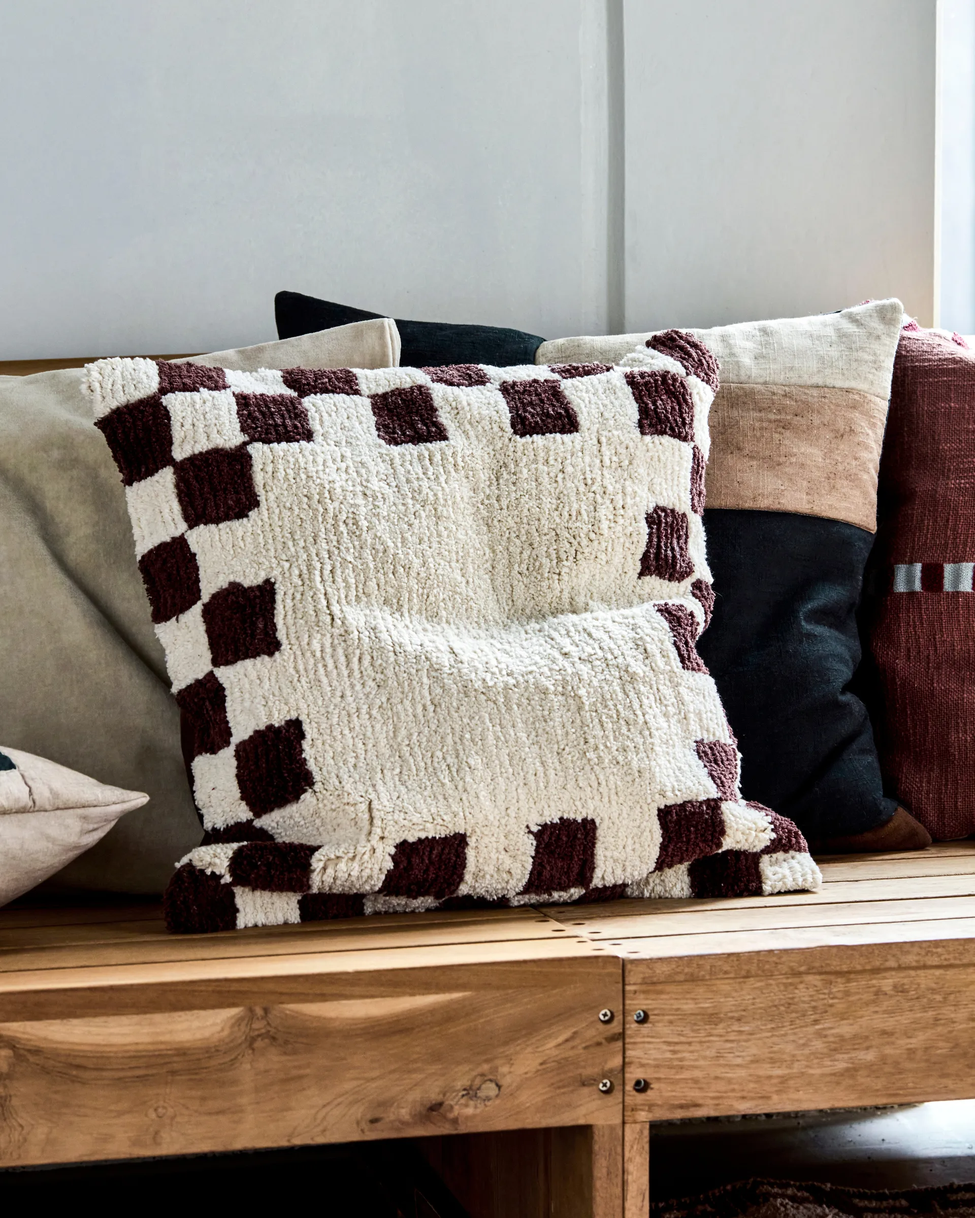 Chess kuddfodral, Brun-off-White, 50x50 cm House Doctor