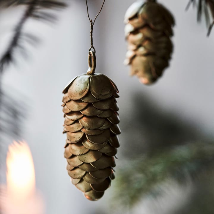Cone julgranshänge 6,5 cm 2 delar, Guld House Doctor