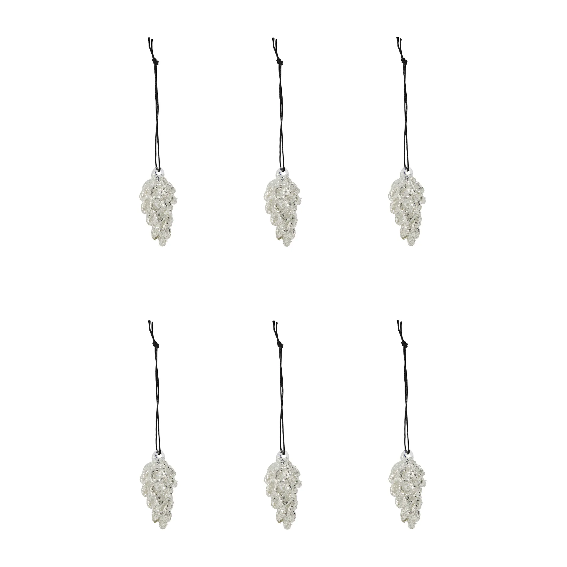 Cone julhänge 5,5 cm 6-pack, Silver House Doctor