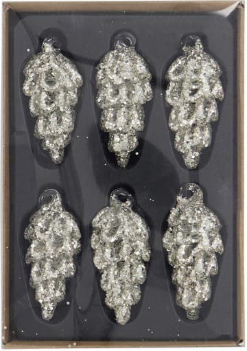 Cone julhänge 5,5 cm 6-pack - Silver - House Doctor