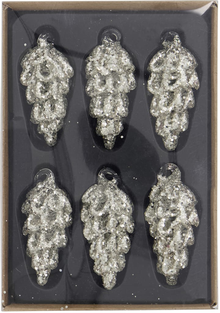 Cone julhänge 5,5 cm 6-pack, Silver House Doctor