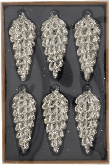 Cone julhänge 9 cm 6-pack - Silver - House Doctor