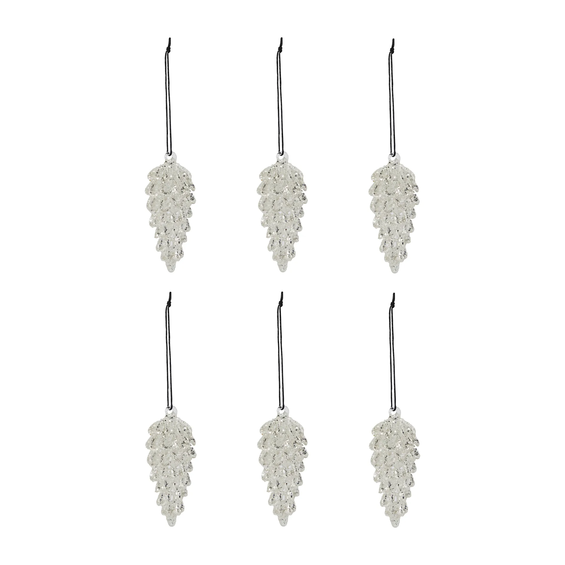 Cone julhänge 9 cm 6-pack, Silver House Doctor