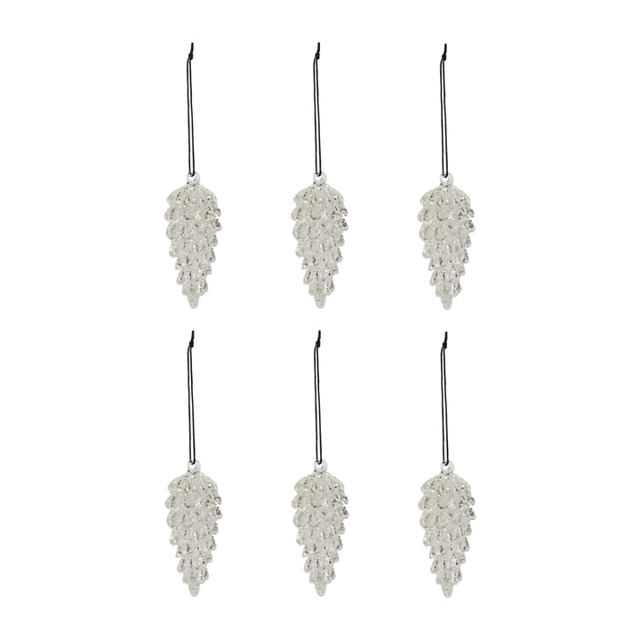 Cone julhänge 9 cm 6-pack, Silver House Doctor