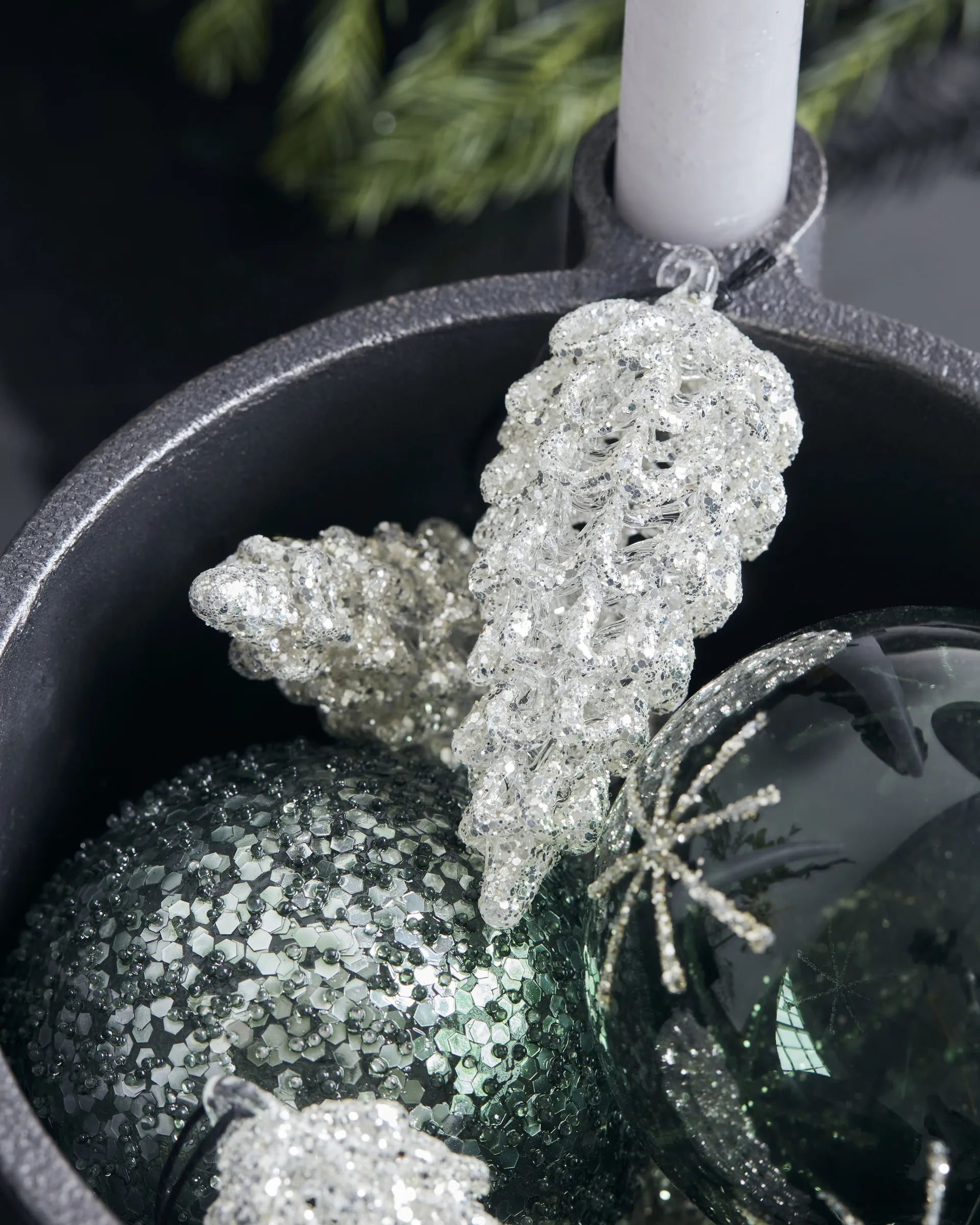 Cone julhänge 9 cm 6-pack, Silver House Doctor