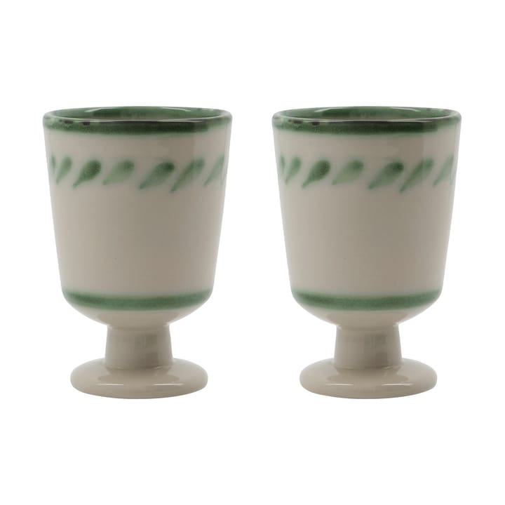 Diva mugg på fot 25 cl 2-pack - Off white-Grön - House Doctor