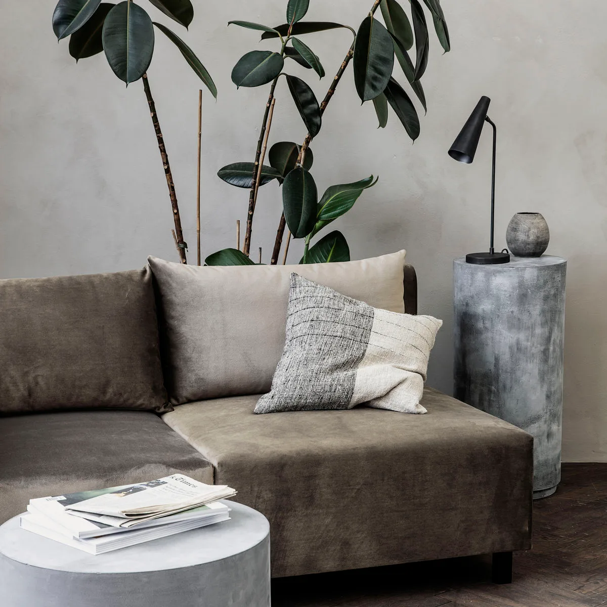 Dived kuddfodral 50x50 cm, Svart-off white House Doctor