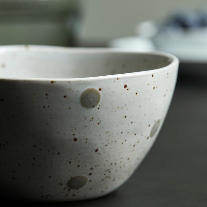 Dots skål Ø12 cm, Vit-gröna prickar House Doctor
