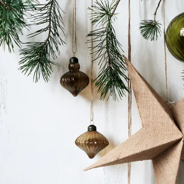 Fluted julgranskula Ø6,5 cm 2 delar - Amber - House Doctor