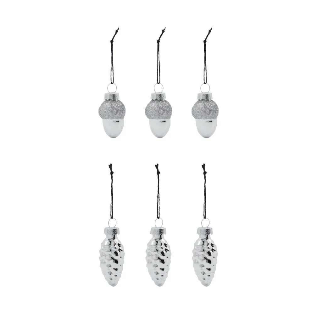 House Doctor Glint julgranshänge 5,8 cm 6-pack Silver