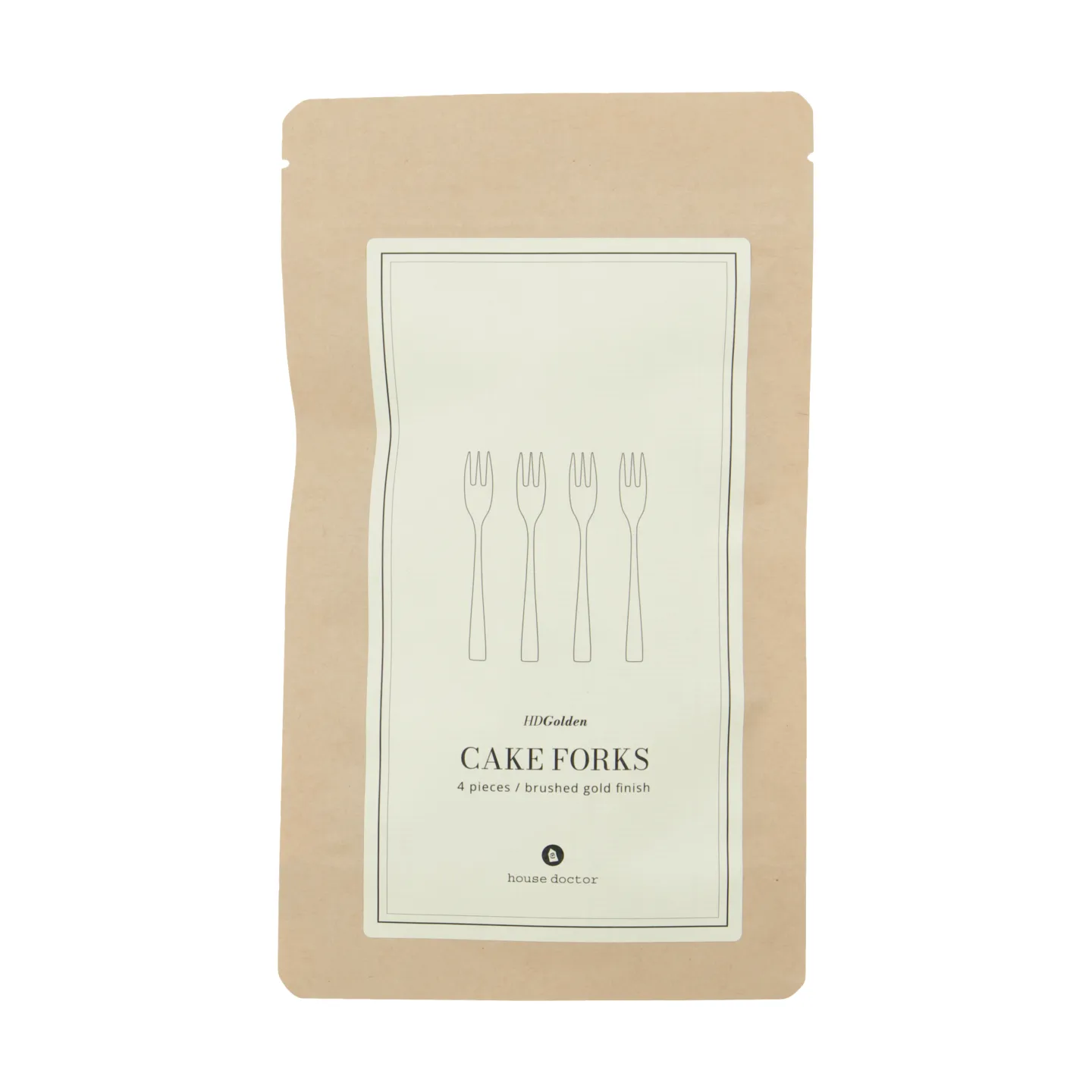 Golden tårtgaffel 4-pack, Gyllene House Doctor