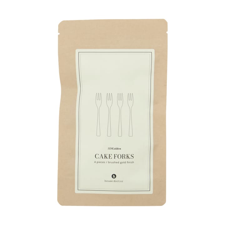 Golden tårtgaffel 4-pack, Gyllene House Doctor