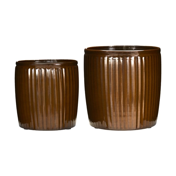 Groove kruka 2 delar small - Brun - House Doctor