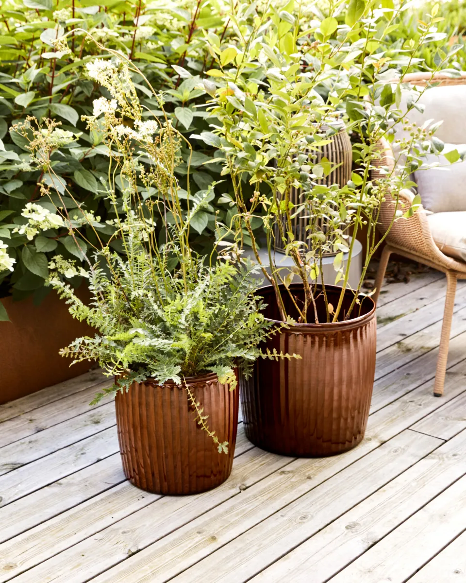 Groove kruka 2 delar small, Brun House Doctor