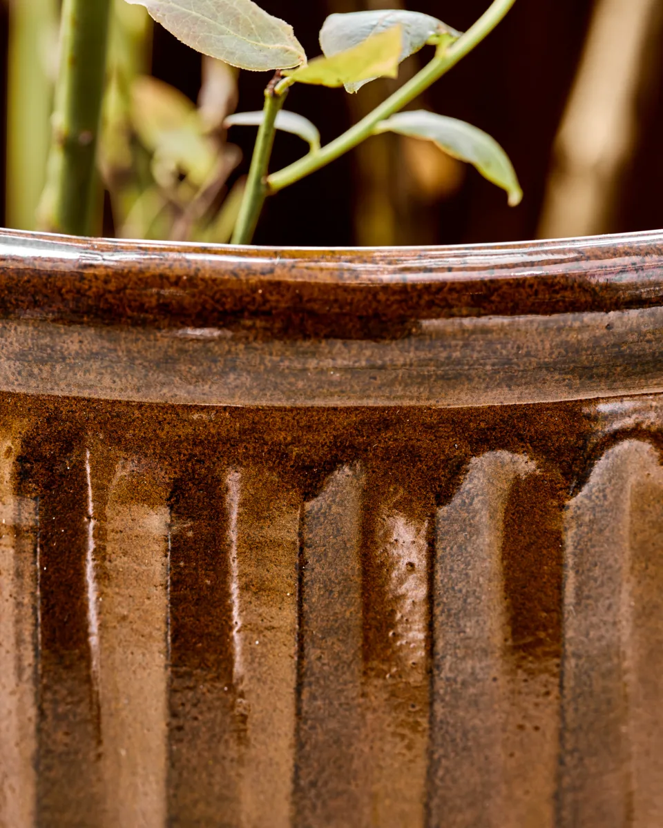 Groove kruka 2 delar small, Brun House Doctor