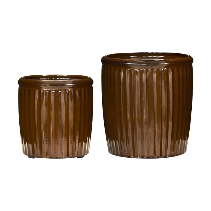 Groove kruka 2 delar small - Brun - House Doctor