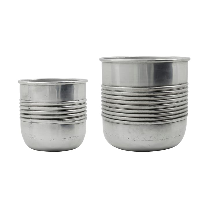 Groove kruka aluminium 2 delar - Antik silverfinish - House Doctor