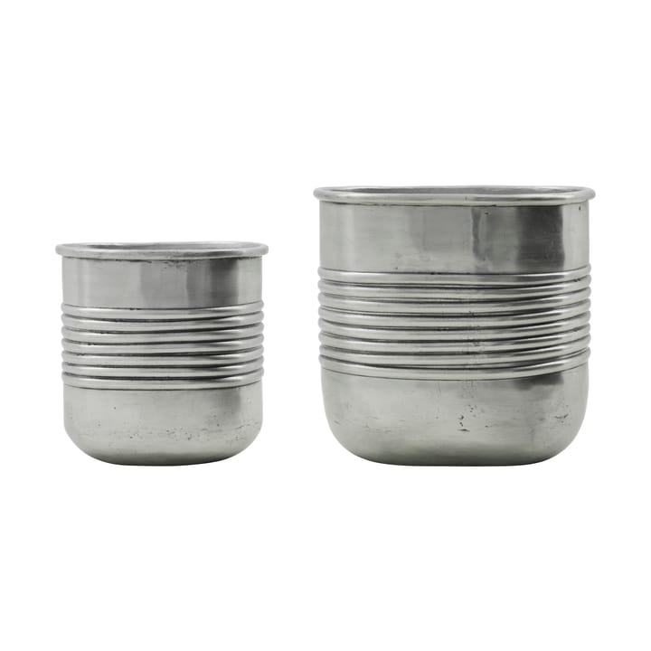Groove kruka aluminium oval 2 delar - Antik silverfinish - House Doctor