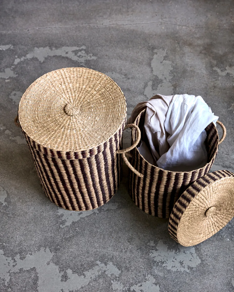 Laundry tvättkorg med lock 2 delar, Natur-brun House Doctor