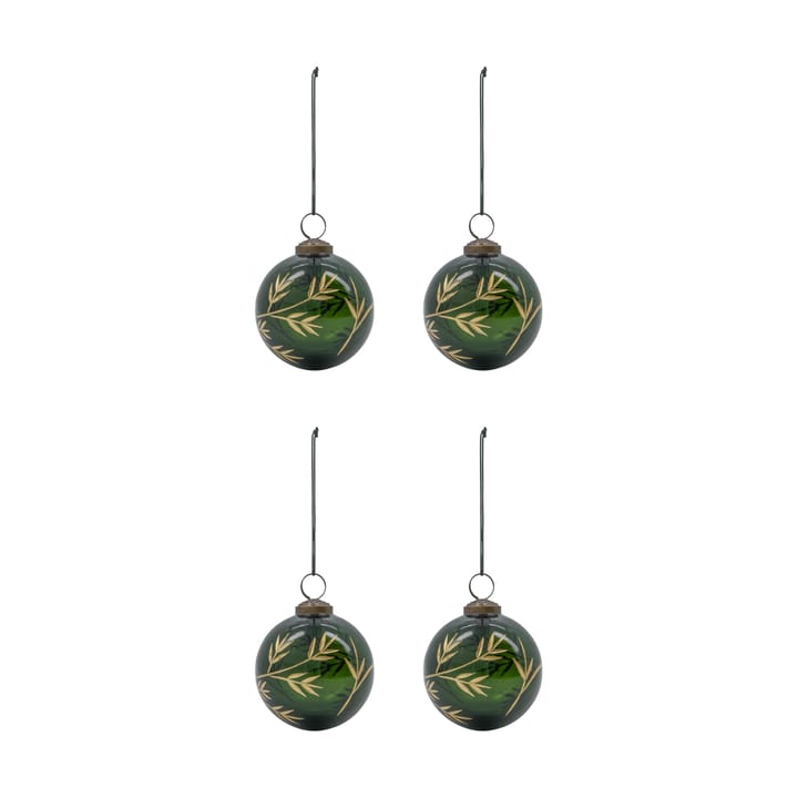 Leaf julgranskula �Ø7,5 cm 4-pack - Grön-guld - House Doctor