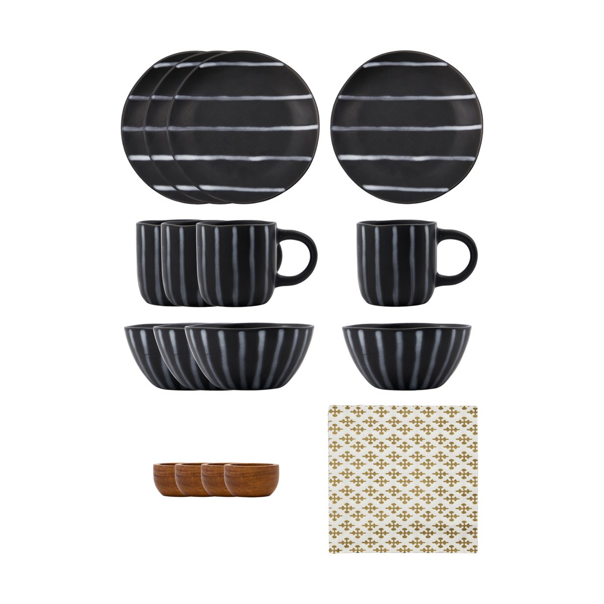 House Doctor Line brunchset 16 delar Svart-brun | Skandinavisk Design | Serviser & Startset | Svart